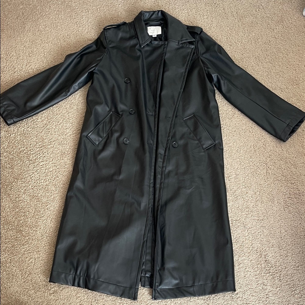 Target Black Faux Leather Trench Coat